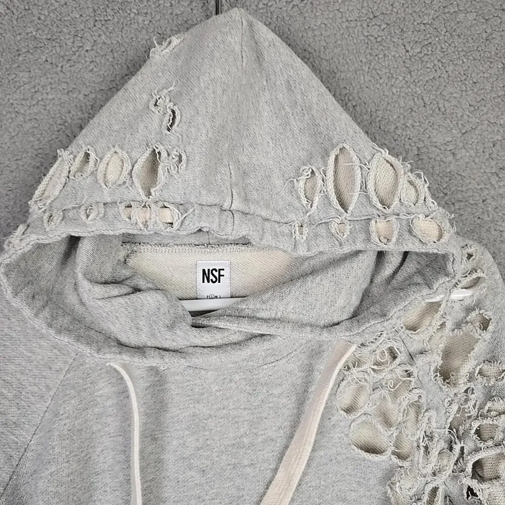 NSF Revolve Lisse Distressed Hoodie Grey, size S - Picture 9 of 9